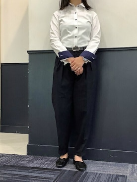「アイテム（ビジネスシャツ）」を使った、TOKYO_SHIRTSさん（レディース・160cm）の秋コーディネート