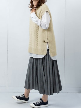 「アイテム（ビジネスシャツ）」を使った、TOKYO_SHIRTSさん（レディース・160cm）の秋コーディネート