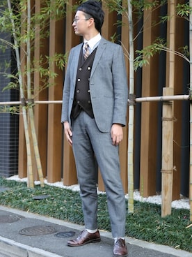 「アイテム（ベスト）」を使った、TOKYO_SHIRTSさん（メンズ・180cm）の秋コーディネート