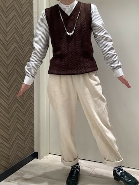 「アイテム（ビジネスシャツ）」を使った、TOKYO_SHIRTSさん（レディース・152cm）の冬コーディネート