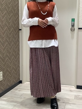 「アイテム（ビジネスシャツ）」を使った、TOKYO_SHIRTSさん（レディース・157cm）の冬コーディネート