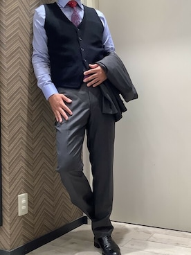 「アイテム（ベスト）」を使った、TOKYO_SHIRTSさん（メンズ・175cm）の冬コーディネート