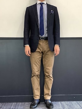 「アイテム（ビジネスシャツ）」を使った、TOKYO_SHIRTSさん（メンズ・173cm）の冬コーディネート
