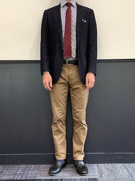 「アイテム（ビジネスシャツ）」を使った、TOKYO_SHIRTSさん（メンズ・173cm）の冬コーディネート