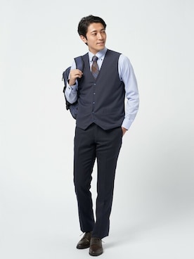 「アイテム（ベスト）」を使った、TOKYO_SHIRTSさん（メンズ・180cm）の冬コーディネート