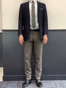 「アイテム（ビジネスシャツ）」を使った、TOKYO_SHIRTSさん（メンズ・173cm）の冬コーディネート
