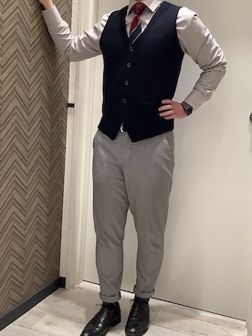 「アイテム（ベスト）」を使った、TOKYO_SHIRTSさん（メンズ・170cm）の冬コーディネート