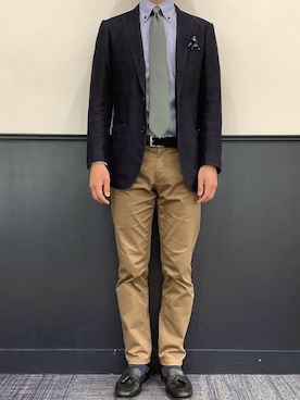 「アイテム（ビジネスシャツ）」を使った、TOKYO_SHIRTSさん（メンズ・173cm）の冬コーディネート