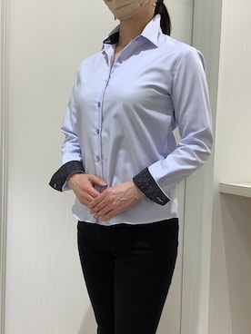 「アイテム（ビジネスシャツ）」を使った、TOKYO_SHIRTSさん（レディース・168cm）の冬コーディネート