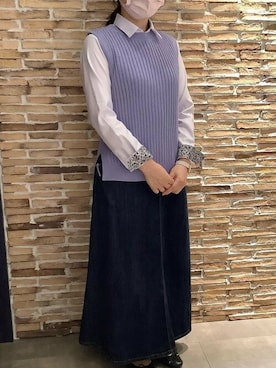 「アイテム（ビジネスシャツ）」を使った、TOKYO_SHIRTSさん（レディース・157cm）の冬コーディネート
