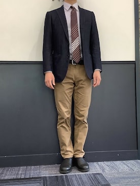 「アイテム（ビジネスシャツ）」を使った、TOKYO_SHIRTSさん（メンズ・173cm）の冬コーディネート