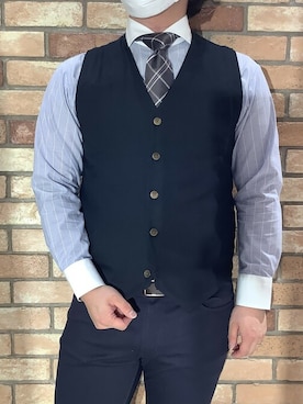 「アイテム（ビジネスシャツ）」を使った、TOKYO_SHIRTSさん（メンズ・169cm）の冬コーディネート