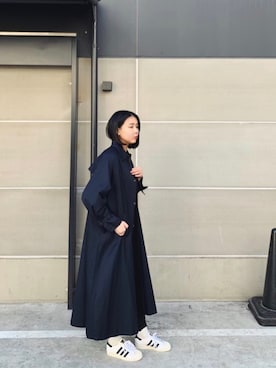 「JEANASIS（ジーナシス）のアイテム（ステンカラーコート）」を使った、古屋美咲さん（レディース・166cm）の春コーディネート