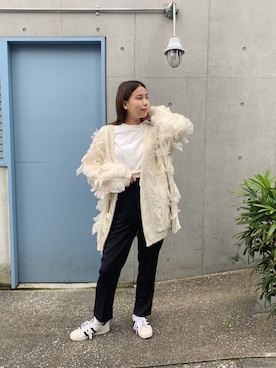 「ジーナシス」｜「アイテム（スラックス）」を使った、古屋美咲さん（レディース・166cm）の秋コーディネート