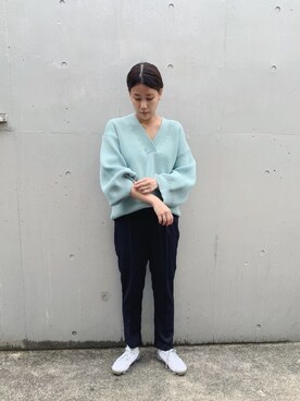「ジーナシス」｜「アイテム（スラックス）」を使った、古屋美咲さん（レディース・166cm）の秋コーディネート
