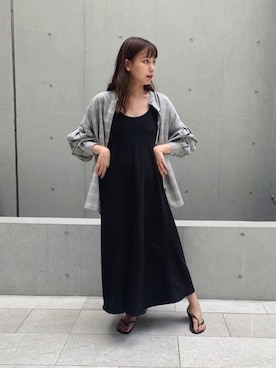 「ジーナシス」｜「アイテム（ワンピース）」を使った、古屋美咲さん（レディース・166cm）の夏コーディネート