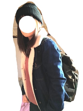 「バイトコーデ」｜「アイテム（ジャケット/アウター）」を使った、Yukkoさん（レディース・153cm）の冬コーディネート