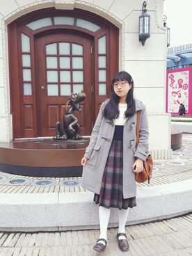「RETRO GIRL（レトロガール）のアイテム（ダッフルコート）」を使った、🍪norabearさん（レディース・160cm）の冬コーディネート