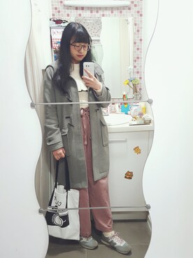 「RETRO GIRL（レトロガール）のアイテム（ダッフルコート）」を使った、🍪norabearさん（レディース・160cm）の冬コーディネート