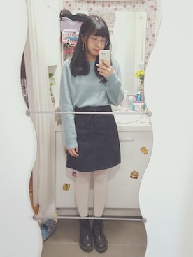 「GU（ジーユー）の（GU）レースアップショートブーツＡ（WOMEN ⁄ シューズ）」を使った、🍪norabearさん（レディース・160cm）の秋コーディネート