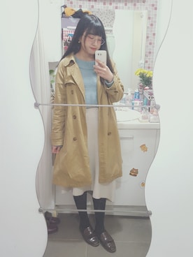 「w closet」｜「アイテム（トレンチコート）」を使った、🍪norabearさん（レディース・160cm）の冬コーディネート