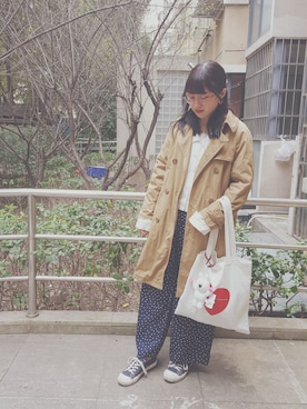 「FOREVER 21」｜「アイテム（トレンチコート）」を使った、🍪norabearさん（レディース・160cm）の春コーディネート