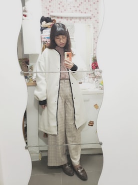「GUコーデ」｜「アイテム（ノーカラージャケット）」を使った、🍪norabearさん（レディース・160cm）の冬コーディネート