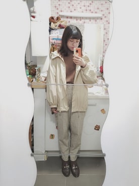 「GUコーデ」｜「アイテム（マウンテンパーカー）」を使った、🍪norabearさん（レディース・160cm）の冬コーディネート