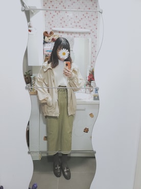 「GUコーデ」｜「アイテム（マウンテンパーカー）」を使った、🍪norabearさん（レディース・160cm）の春コーディネート