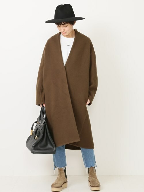 Deuxieme Classe ダブルフェイスノーカラーコート 6万1600円 Deuxieme Classe（ドゥーズィエムクラス）の「ダブルフェイス