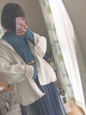 「抜き襟」｜「アイテム（ジャケット/アウター）」を使った、ゆちゃんさん（レディース・150cm）の春コーディネート