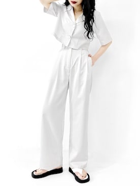 「LVEU.（ラブユ.）のアイテム（セットアップ）」を使った、LVEU.さん（レディース・163cm）の夏コーディネート