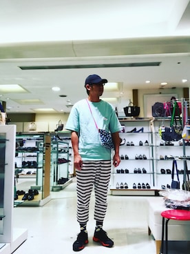「newhattan（ニューハッタン）のアイテム（キャップ、ブラック系）」を使った、スーさん（メンズ・175cm）の秋コーディネート