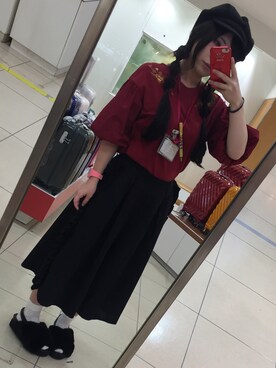 「袖ボリューム」｜「アイテム（キャスケット）」を使った、ちゃんまちゃんさん（レディース・151cm）の秋コーディネート