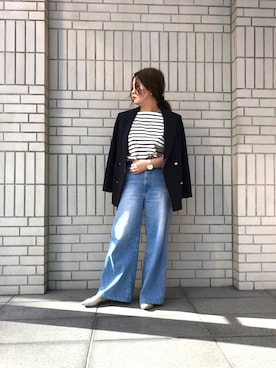 「woadblue（ウォードブルー）のアイテム（パンツ）」を使った、fukaminさん（レディース・153cm）の春コーディネート