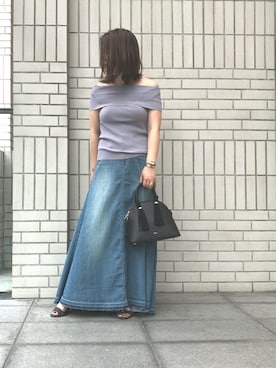 「woadblue（ウォードブルー）のアイテム（スカート）」を使った、fukaminさん（レディース・153cm）の夏コーディネート