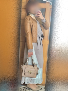 「ロングニット」｜「アイテム（ジャケット/アウター）」を使った、aya...さん（レディース・156cm）の冬コーディネート