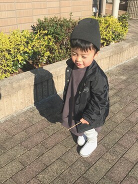 「petit main（プティマイン）のアイテム（ナイロンジャケット）」を使った、so_cさん（キッズ・90cm）の春コーディネート