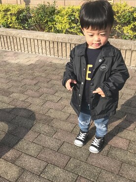 「petit main（プティマイン）のアイテム（ナイロンジャケット）」を使った、so_cさん（キッズ・90cm）の春コーディネート
