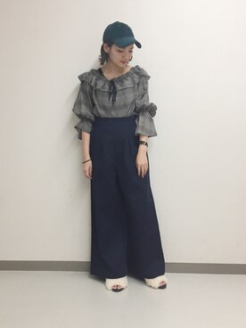 「w closet」｜「アイテム（キャップ）」を使った、TAKAMATSU SAHOさん（レディース・154cm）の夏コーディネート