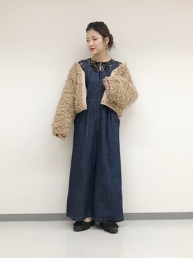 「w closet」｜「アイテム（オールインワン・サロペット）」を使った、TAKAMATSU SAHOさん（レディース・154cm）の秋コーディネート