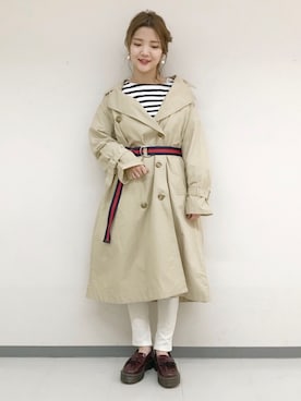 「w closet」｜「アイテム（トレンチコート）」を使った、TAKAMATSU SAHOさん（レディース・154cm）の冬コーディネート