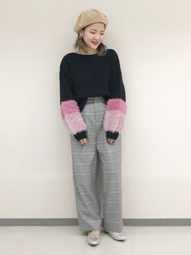 「w closet」｜「アイテム（スラックス）」を使った、TAKAMATSU SAHOさん（レディース・154cm）の冬コーディネート