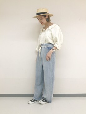 「w closet（ダブルクローゼット）のアイテム（その他アウター）」を使った、TAKAMATSU SAHOさん（レディース・154cm）の春コーディネート