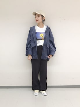「w closet（ダブルクローゼット）のアイテム（その他アウター）」を使った、TAKAMATSU SAHOさん（レディース・154cm）の秋コーディネート