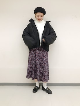 「w closet」｜「アイテム（ダウンジャケット/コート）」を使った、TAKAMATSU SAHOさん（レディース・154cm）の冬コーディネート