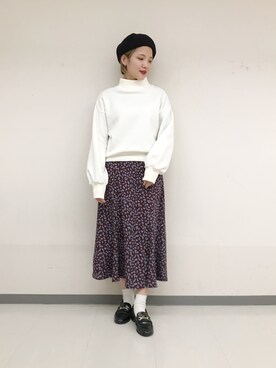 「w closet」｜「アイテム（スウェット）」を使った、TAKAMATSU SAHOさん（レディース・154cm）の冬コーディネート