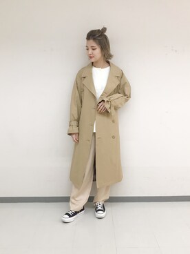 「w closet」｜「アイテム（トレンチコート）」を使った、TAKAMATSU SAHOさん（レディース・154cm）の冬コーディネート
