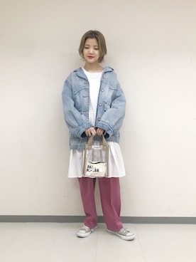 「w closet」｜「アイテム（デニムジャケット）」を使った、TAKAMATSU SAHOさん（レディース・154cm）の冬コーディネート