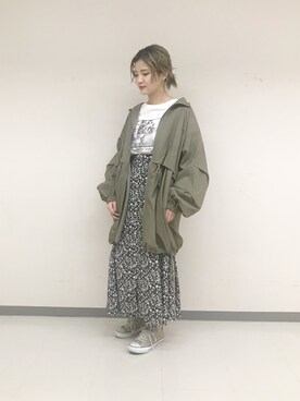 「w closet（ダブルクローゼット）のアイテム（その他アウター）」を使った、TAKAMATSU SAHOさん（レディース・155cm）の春コーディネート